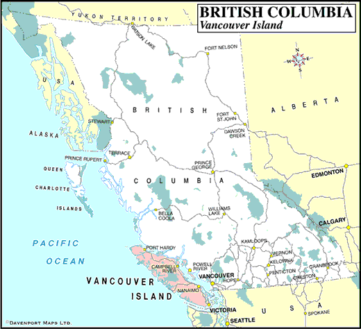 mapa de British Columbia