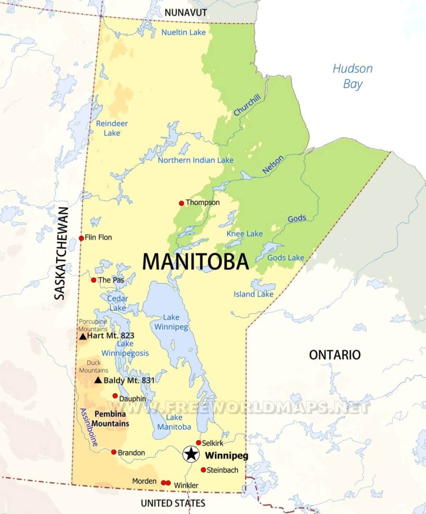 mapa de manitoba