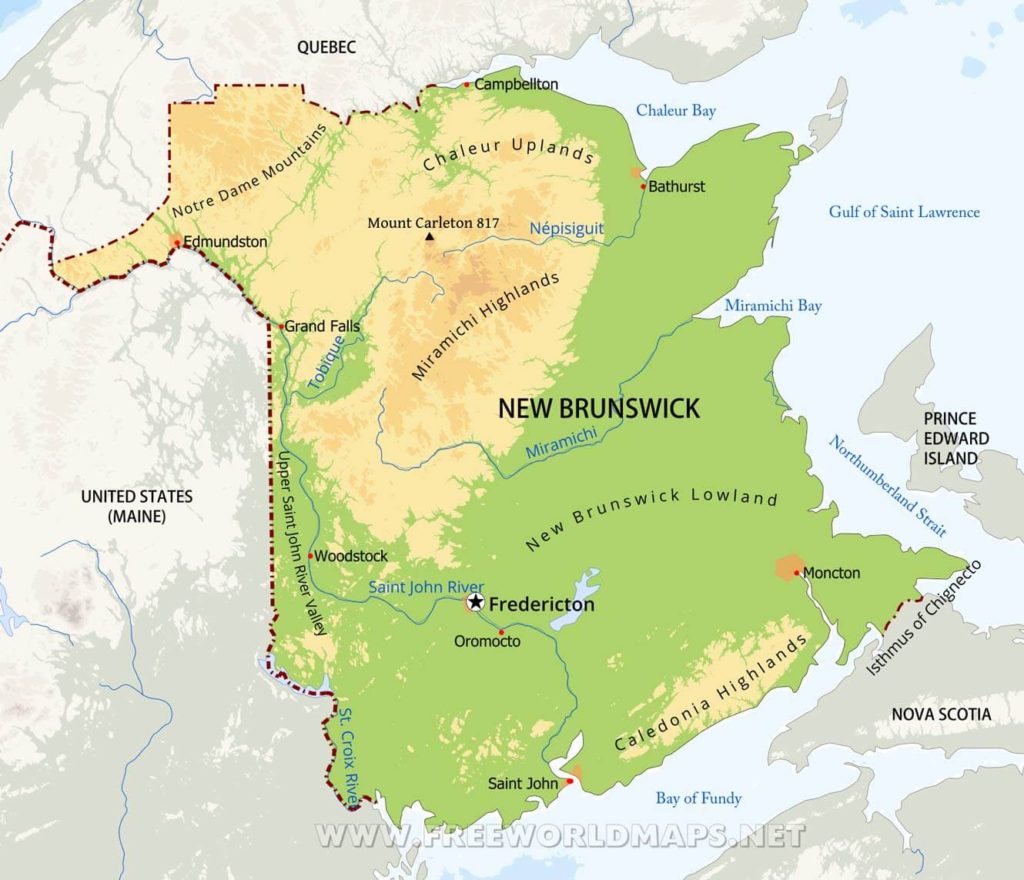 mapa de new brunswick