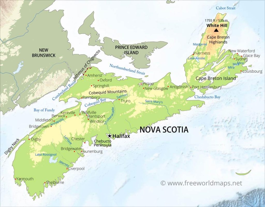 mapa de nova scotia