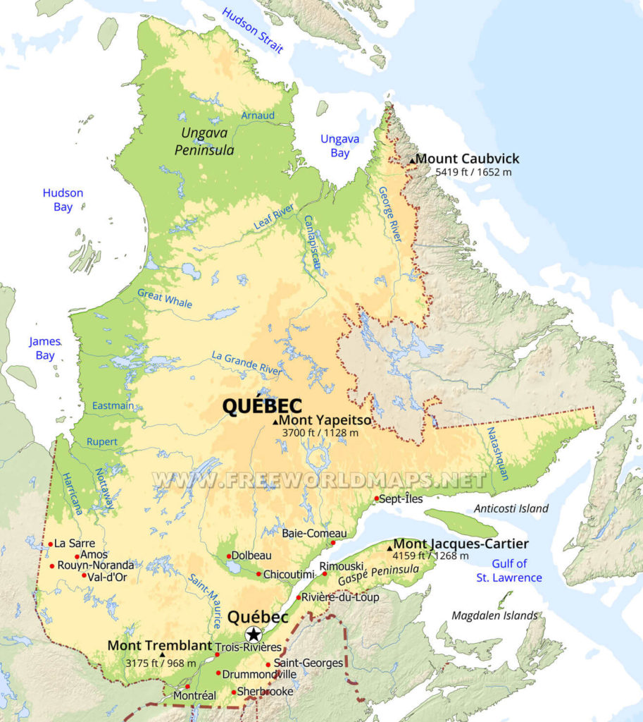 mapa de Quebec